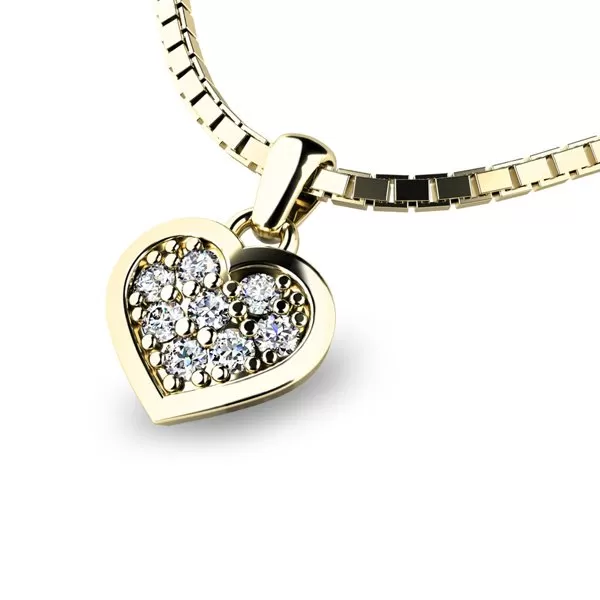 Zlatý prívesok srdca so zirkónmi 10877-ZL-ZIR