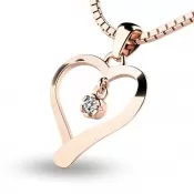 Zlatý prívesok srdca z ružového zlata 10918-CV-ZIR