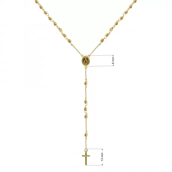 Zlatý 14 karátový náhrdelník ruženec s krížom a medailónikom s Pannou Máriou RŽ12 zlatý