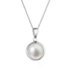 Zlatý 14 karátový náhrdelník biele zlato s bielou riečnou perlou 82P00053