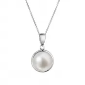 Zlatý 14 karátový náhrdelník biele zlato s bielou riečnou perlou 82P00053