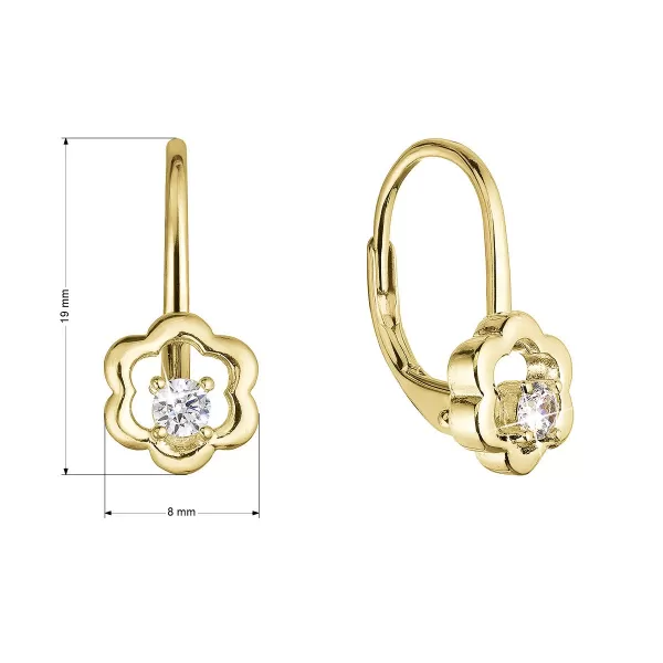 Pozlátené strieborné náušnice kvietky so zirkónom 11504.1 crystal