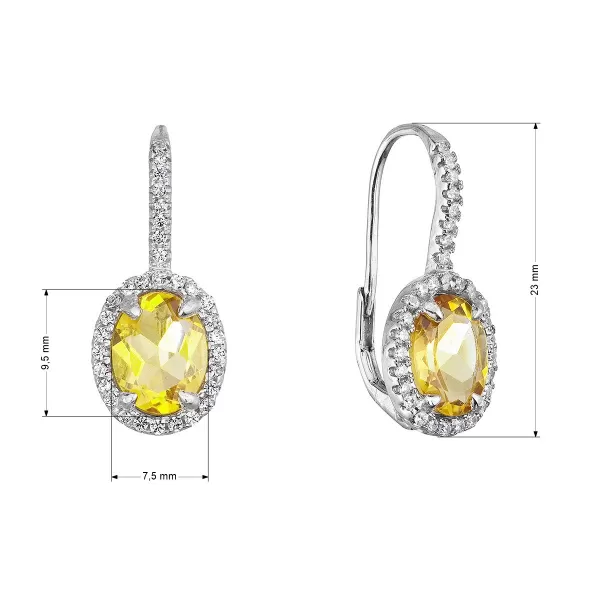 Strieborné náušnice luxusné s pravými minerálnymi kameňmi žlté 11492.3 citrine