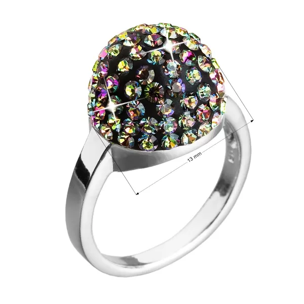 Strieborný prsteň s kryštálmi zelená hrče 735013.5 vitrail medium