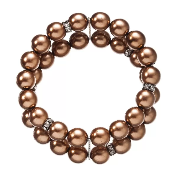 Perlový náramok dvojradový tmavo bronzový 33065.3 bronze