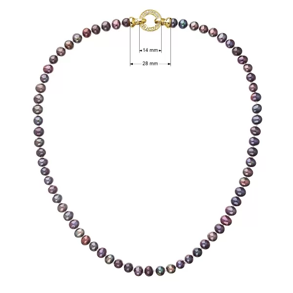 Perlový náhrdelník z pravých riečnych perál modrý 22001.3 dk.peacock