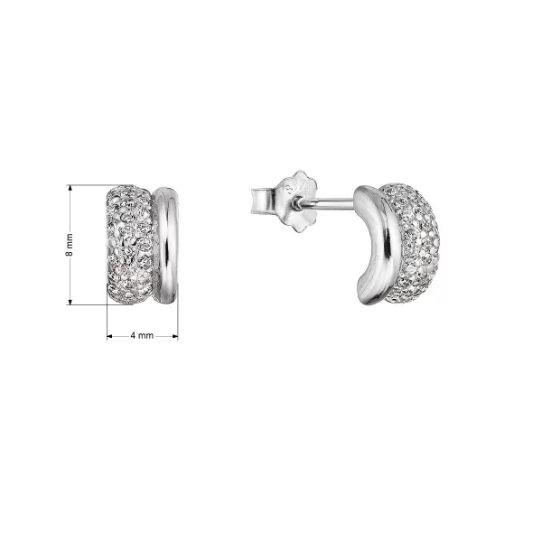 Strieborné náušnice polkruhy so zirkónmi 11521.1 crystal