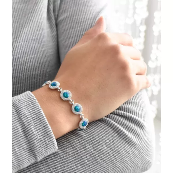 Strieborný náramok so syntetickým opálom a kryštálmi Preciosa zelený 33105.1