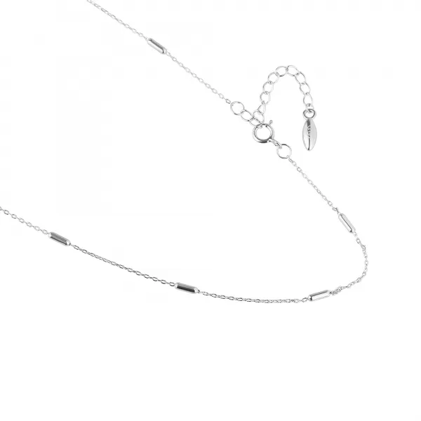 Strieborný náhrdelník s prvkami rozloženými dookola retiazky 62019