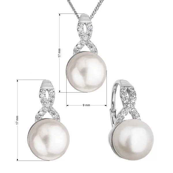Pearl set s perlou bielej rieky a zirkónmi 29082.1