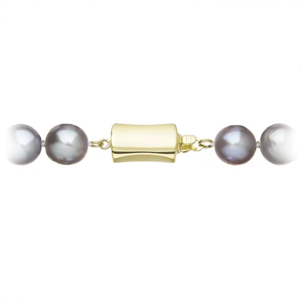 Perlový náramok z riečnych perál so zapínaním zo 14 karátového zlata 923010.3/9267A grey