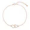 Pozlátený strieborný ROSE náramok dve srdiečka 63009 rose