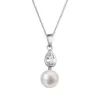 Zlatý 14 karátový náhrdelník biele zlato s bielou riečnou perlou a zirkónmi 82PZ00048