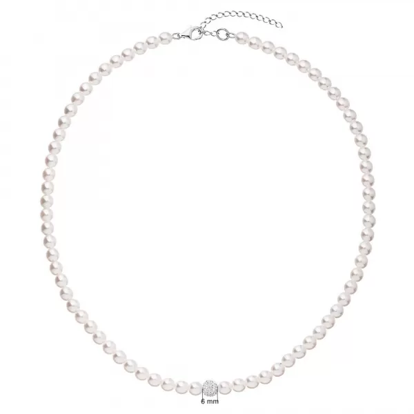 Perlový náhrdelník biely s Preciosa kryštály 32063.1
