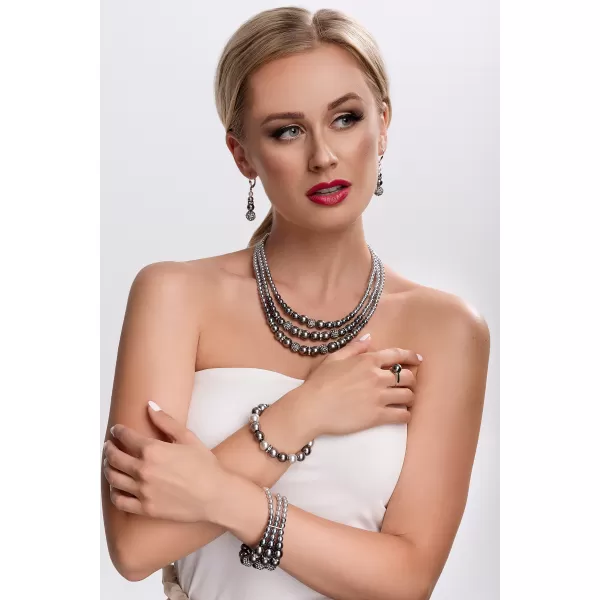 Strieborný prsteň so Swarovski perlou šedý 35022.3