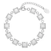 Strieborný náramok so syntetickým opálom a kryštálmi Preciosa biely štvorec 33047.1 white