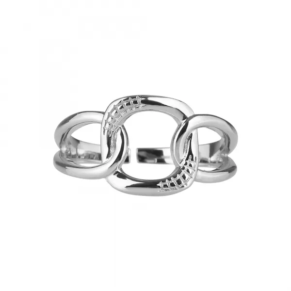 Strieborný prsteň štvorcový so zirkónmi 65010 UNI