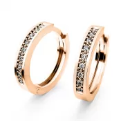 Dámske náušnice ružové zlato 585/1000 prírodný diamant G/SI kruhy 10969-CV-DIA