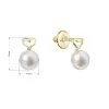 Zlaté 14 karátové náušnice kôstky žlté zlato srdiečko s bielou riečnou perlou 91P00048