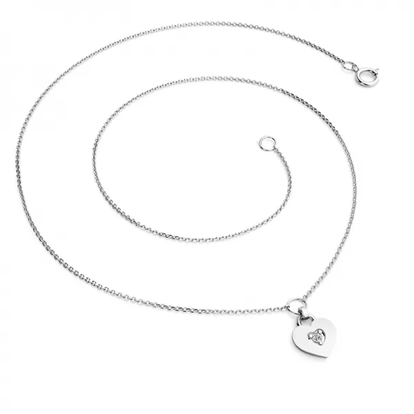 Náhrdelník srdca s diamantom 10874-NH05-B-DIA