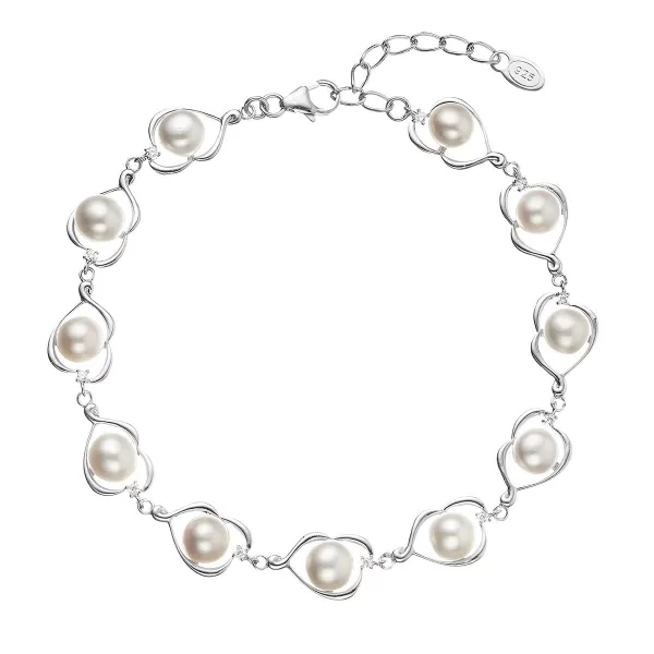 Strieborný náramok s riečnymi perlami po obvode 23025.1
