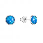 Strieborné náušnice kôstky so syntetickým opálom modré 11464.3 blue