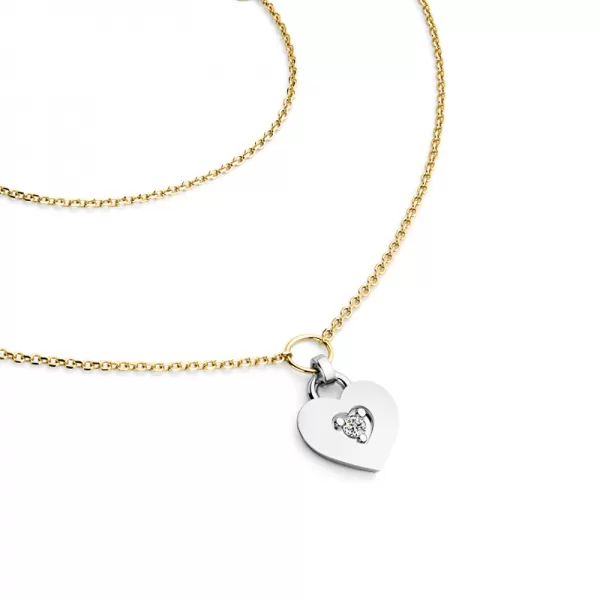 Náhrdelník srdca s diamantom 10874-NH05-ZLB-DIA