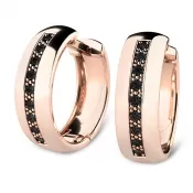 Náušnice růžové zlato 585/1000, přírodní diamanty 0.126ct, 109012-CV-DIA-Black