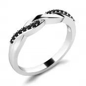 Prsteň s čiernymi diamantmi bieleho zlata 10996-black