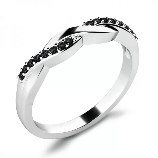 Prsteň s čiernymi diamantmi bieleho zlata 10996-black