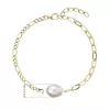 Pozlátený strieborný náramok retiazka s očkami a jednou oválnou perlou 23026.1