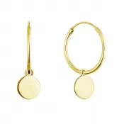 Pozlátené strieborné náušnice kruhy s lesklou placičkou 61058