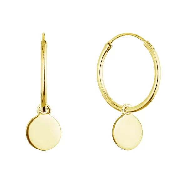 Pozlátené strieborné náušnice kruhy s lesklou placičkou 61058