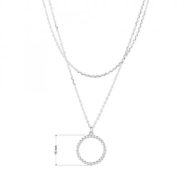 Strieborný náhrdelník dvojitá retiazka s krúžkom 620017