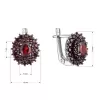 Strieborné náušnice bohato osadené červenými pravými kameňmi 11497.3 garnet