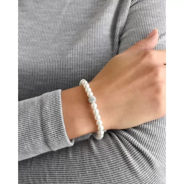 Perlový náramok biely s Preciosa kryštálmi 33115.1