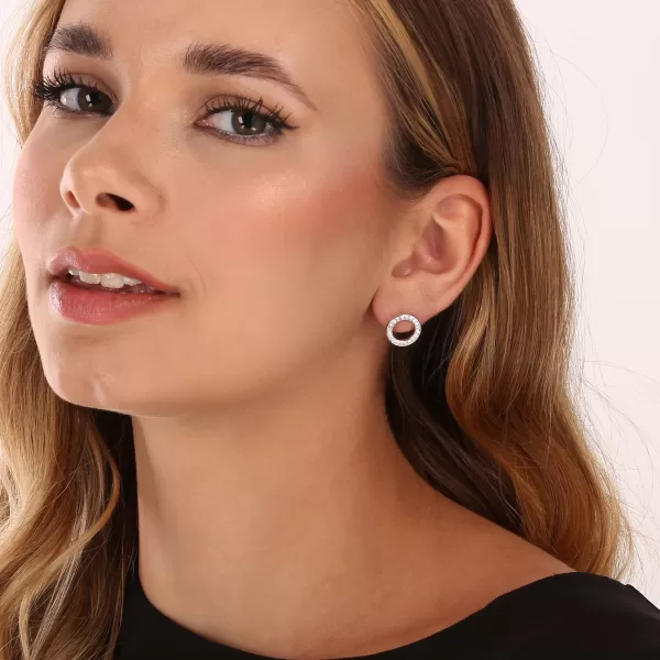 Strieborné náušnice okrúhle so zirkónmi 11551.1 crystal