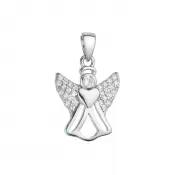 Strieborný prívesok anjel so zirkónmi biely 14027.1