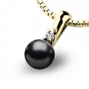 Dámsky prívesok prírodný diamant 0,025 ct perla 10891-ZL-DIA-Čierna
