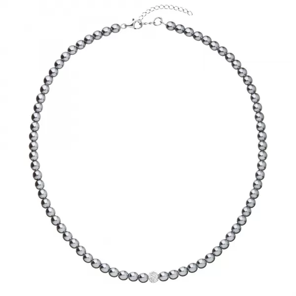 Perlový náhrdelník šedý s Preciosa kryštálmi 32063.3