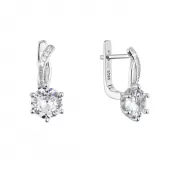 Strieborné náušnice visiace s veľkým zirkónom biele 11461.1
