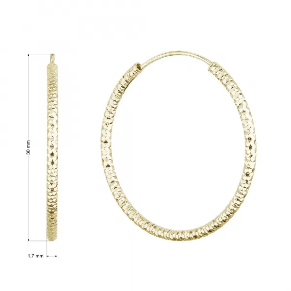 Pozlátené strieborné náušnice kruhy s ozdobným prelisovaním 61006