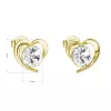 Pozlátené strieborné náušnice pecka s kryštálmi Swarovski biele srdce 31259.1