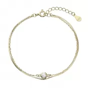 Pozlátený náramok dvojitá retiazka so zirkónom 63006