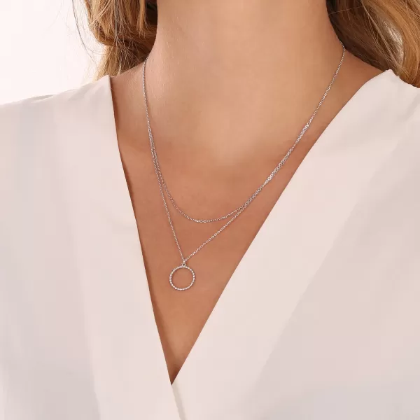 Strieborný náhrdelník dvojitá retiazka s krúžkom 620017