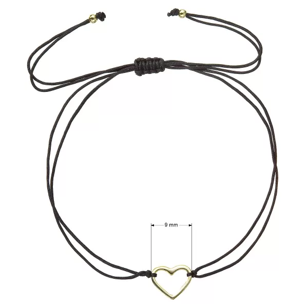 Kabbalah náramok s pozláteným srdiečkom 13043.3 black