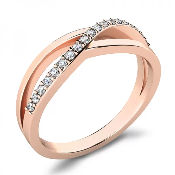 Prsteň z ružového zlata 585 s prírodnými diamantmi 0,114ct, 10997-CV-DIA