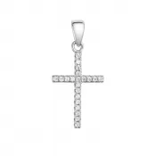 Strieborný prívesok krížik so zirkónmi biely 14023.1