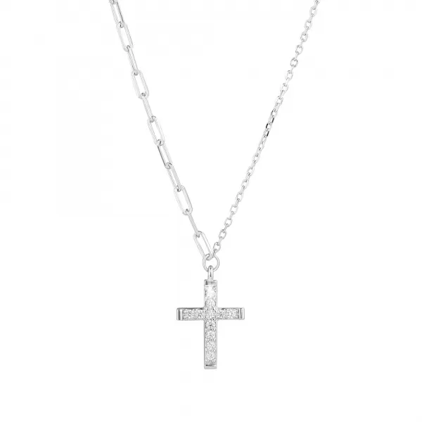 Strieborný náhrdelník kríž so zirkónmi 12100.1 crystal