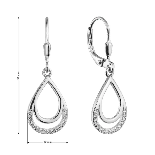 Strieborné náušnice visiaca slza 11538.1